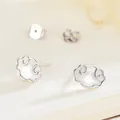 925 sterling silver stud earrings featuring traditional matte Ruyi cloud and lock design - White Gold / Ruyi Cloud Pattern (BLN082E)