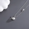 Elegant S925 sterling silver whale pendant necklace with white mother-of-pearl and zircon - Necklace-Box Chain / White Gold