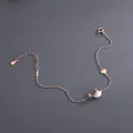 Rose gold S925 sterling silver bracelet featuring matte whale and heart charms - Bracelet-Cable Chain / Rose Gold