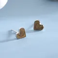 Elegant s925 silver heart studs with brown marble texture and beaded silver edges - Silver Brown Texture (BLN203E-White Gold)
