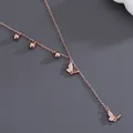 Collar de mariposa en plata S925 de oro rosa con colgantes de cristales brillantes - Rosa oro