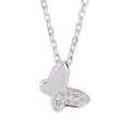 Elegante collar de mariposa en plata de ley S925 con brillantes alas de circonita sobre blanco - Plata 925 / Oro blanco