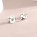 Pair of S925 sterling silver butterfly earring backs with hallmark detail - Earring Backs / White Gold