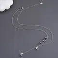 Collar de doble mariposa en plata de ley S925 con cuentas pulidas y cadena ajustable - Oro blanco