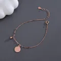 Rose gold s925 silver beaded bracelet featuring floral coin pendant and ball charm - 925 Silver / Rose Gold