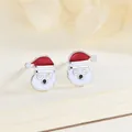 Orecchini a perno Babbo Natale in argento S925 con smalto rosso e pietre di zircone - Stile Babbo Natale (BLN059E) / Argento 925