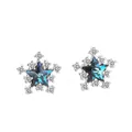 Elegante S925 zilveren ster oorknopjes met fonkelende blauwe en witte zirkoon - 925 zilver / Witgoud