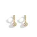 Detail of gold-plated ball drop earrings featuring high-quality micro-pave cubic zirconia - Gold