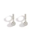 Micro-pave ball dangle earrings in silver-tone finish with luxury iced-out hip hop style - Silver