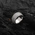 Sparkling hip hop 11mm wide band ring with five rows of pavé set round zircons for men - US 7 / Silver