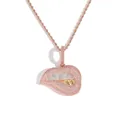 Hiphop ketting met lippen hanger in roségoud met roze en witte kristallen stenen - Rozegouden Hanger Met Touwketting