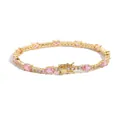 Gold tennis bracelet with pink oval stones and white cubic zirconia accents for women - 18cm / Gold Pink Zircon
