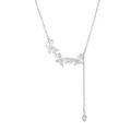 Elegante collar de mariposa en plata de ley S925 con borlas de circonitas brillantes - Plata 925 / Oro blanco