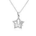 Collar estrella de plata 925 con colgante Mama y detalles de mariposa de circón - Plata 925 / Oro blanco