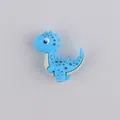 Sky blue silicone dinosaur teething bead with dark brown spots for DIY pacifier clips - Blue