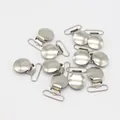 Lot de 10 pinces à tétine rondes en métal argenté et boucles de bretelles pour bricolage bébé - Argent