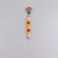 Handgemaakte speenketting van beukenhout en silicone met een gele kuikenbedel - Gele eend