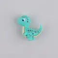 Mint green silicone dinosaur teething bead for DIY baby pacifier clips and chew toys - Lake Blue