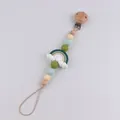 Handmade silicone pacifier chain with Morandi beads and rainbow cloud design - Avocado Green