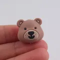 Brown silicone bear cartoon bead for DIY jewelry and custom accessory crafts - Coffee