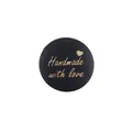 Handmade with love engraved black round wooden tag for Mother's Day DIY jewelry and crafts - Black