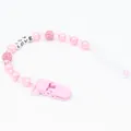 Pink LOVE crystal pearl pacifier clip with rhinestones and square alphabet beads - Pink