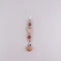 Handmade pacifier chain with beech wood bear bead and caramel crochet beads - Khaki