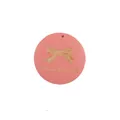 Pink wooden round charm with bow engraving and handmade text for DIY earring craft - Bow Style / Pink