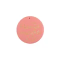 Pink round wooden tag with Hand Made engraving heart and smiley face for DIY jewelry - Pink