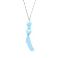 Detail of light blue silicone baby teething necklace with feather pendant and beads - Blue