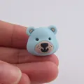 Light blue silicone cartoon bear head charm bead for DIY handmade jewelry crafts - Blue