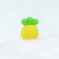 Pineapple shaped baby silicone teether toy with green leaves and textured yellow base - Yellow