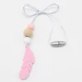 Pink feather silicone teething necklace with natural beech wood beads and safety buckle - Feather Dreamcatcher / Pink