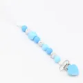 Catenella portaciuccio in silicone con perline blu e clip metallica a forma di cuore - Stile Clip Cuore / Blu