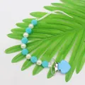 Sujetachupetes para bebés con cuentas de resina con lunares azules y perlas - Azul