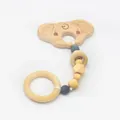 Détail macro du bois de hêtre sculpté en éléphant et perles en silicone pour le dentition - Style Éléphant (Koala)