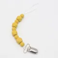 Chupetero de silicona amarillo jengibre con cuentas y clip de metal plateado - Amarillo