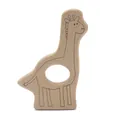 Natural beech wood teething toy for babies featuring a cartoon giraffe and easy-grip hole - Giraffe