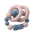 Baby teething bracelet with natural beech wood rings and grey silicone beads - Gray