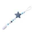 Silikon Schnullerkette mit Sternperle in Blau und Grau für Babys zum Zahnen - Grau