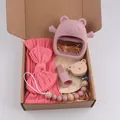Coffret cadeau rose avec anneau de dentition ours et bandeau pour nouveau-né - Light Dusty Rose (Headband Style)