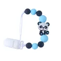Schnullerkette aus Silikon mit blau-schwarzen Perlen und Panda-Anhänger für Babys - Panda Stil / Blauer Panda
