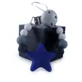 Sujetachupetes de silicona con estrella azul y cuentas monocromas para dentición - Gris