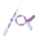 Set aus lila Silikon-Schnullerkette und Beißspielzeug mit Federn für Babys - Lila