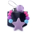 Sujetachupetes de silicona rosa y morado con colgante de estrella y clip lila - Púrpura