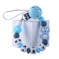 Baby Schnullerkette mit Silikonperlen, blauem Waschbär und BABY-Buchstabenperlen - Waschbär / Blau