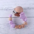Detalle del sujetachupetes de silicona con estrella morada y cuentas de BABY - Púrpura