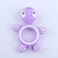 Purple turtle-shaped silicone baby teether ring with textured sensory massage surfaces - Purple