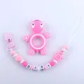 Roze schildpad bijtringset van siliconen met textuur en bijpassende fopspeenketting - Roze