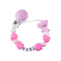 Pink silicone pacifier clip with baby letter beads and a cute koala for infants - Pink Koala Style